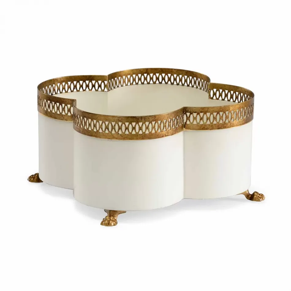 Tracery Quatrefoil Cachepot Cream (Small)