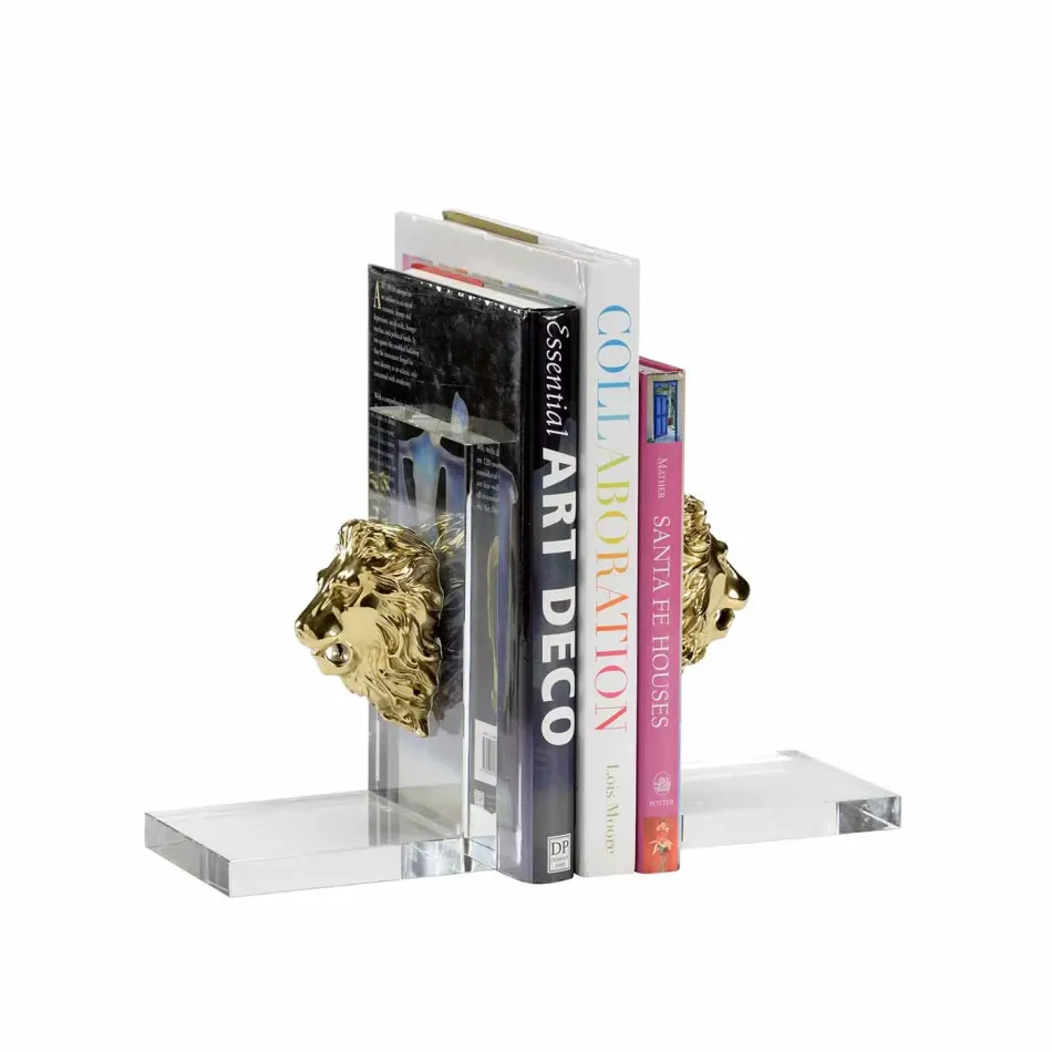 Lion Head Bookends Pair
