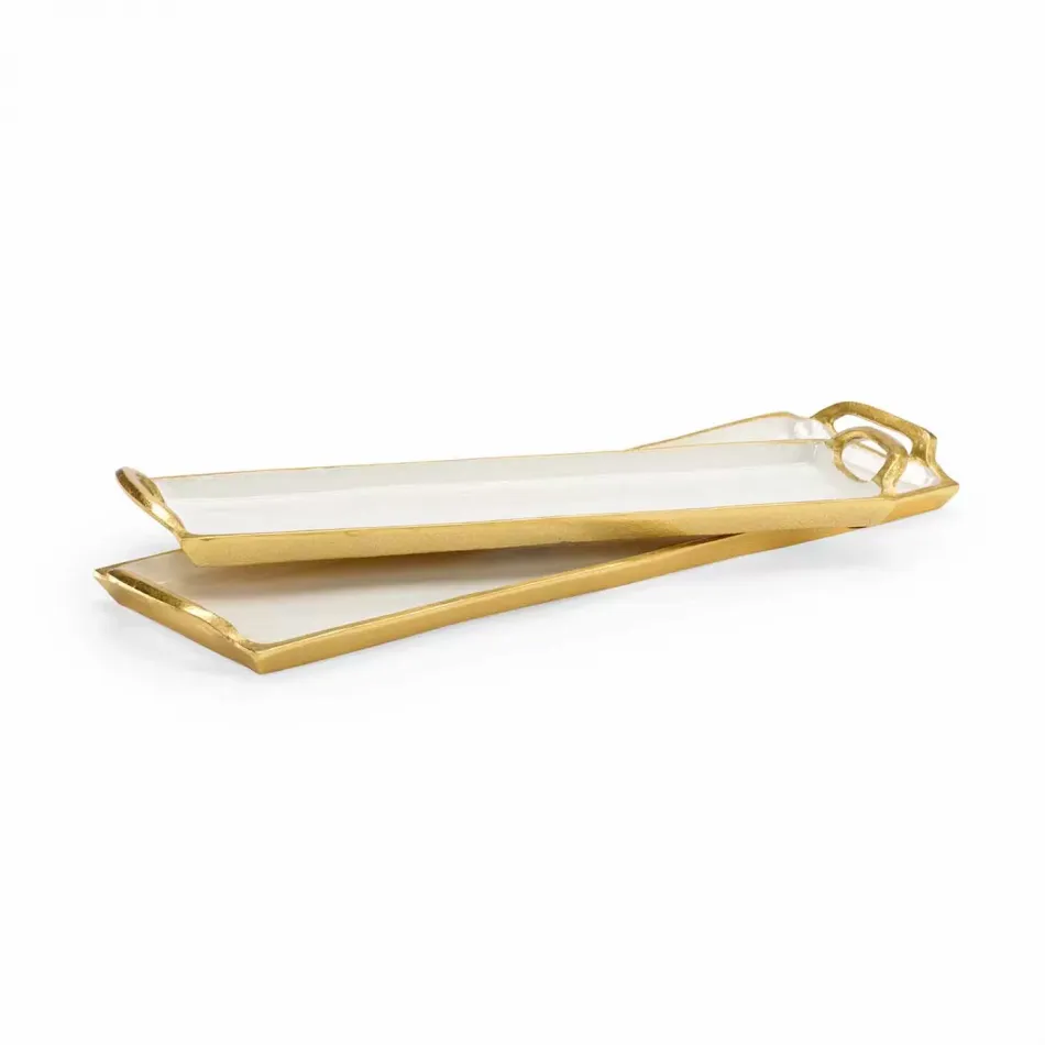 White Enamel Trays, Set of 2
