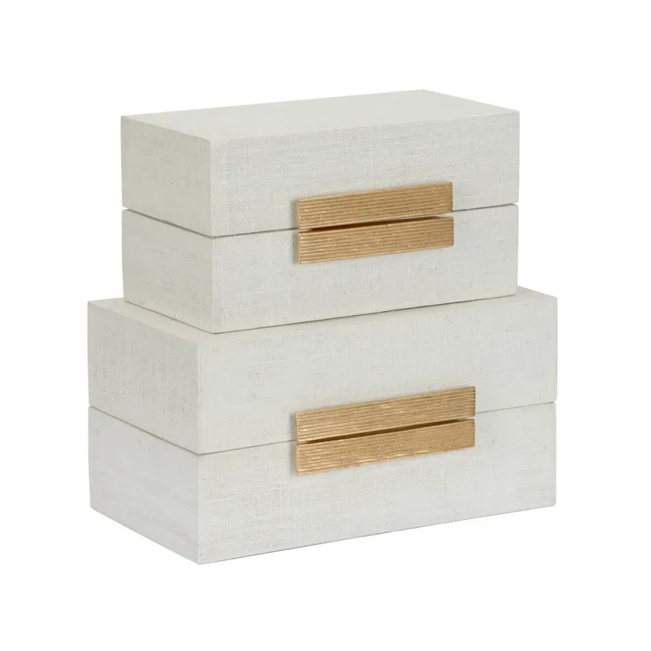 Raffia Boxes White, Set of 2