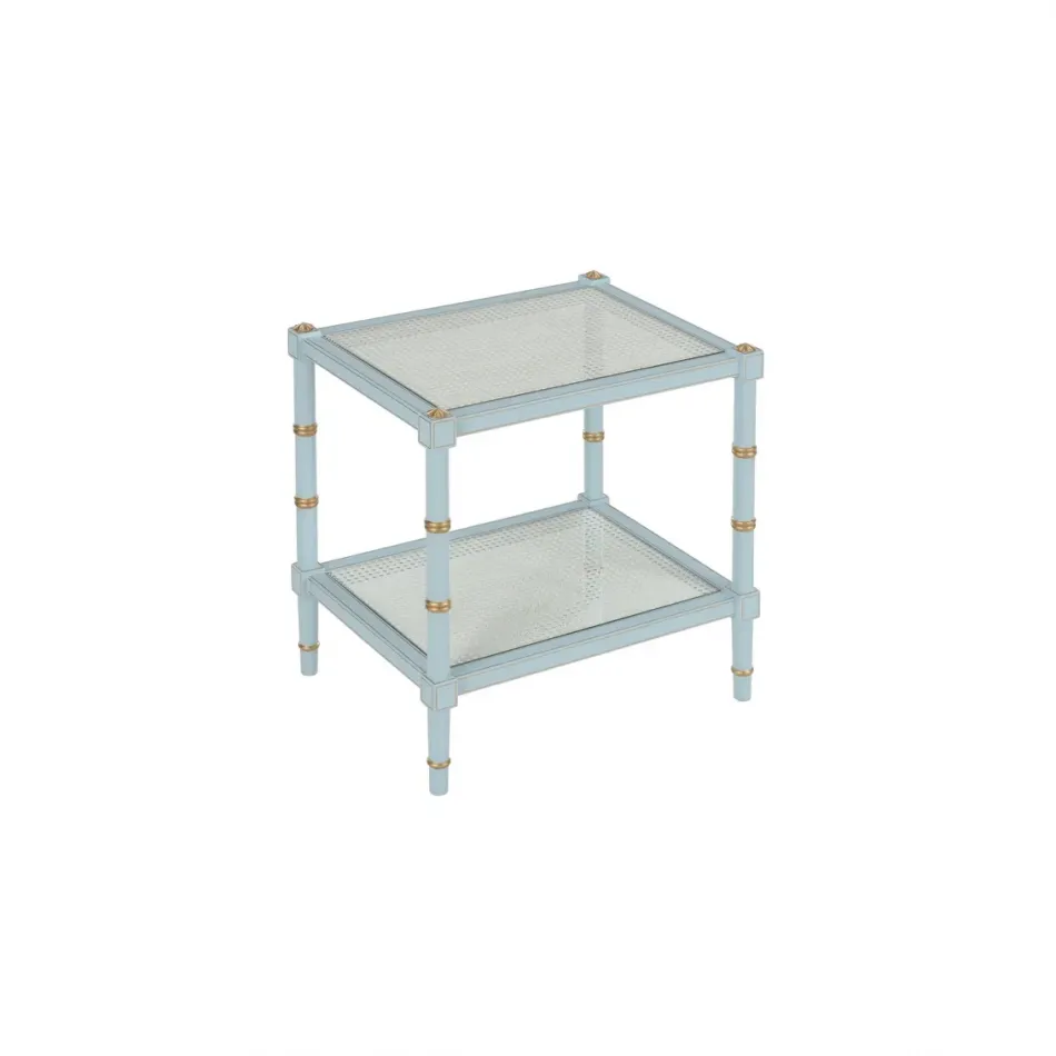 Conner Cane End Table Blue