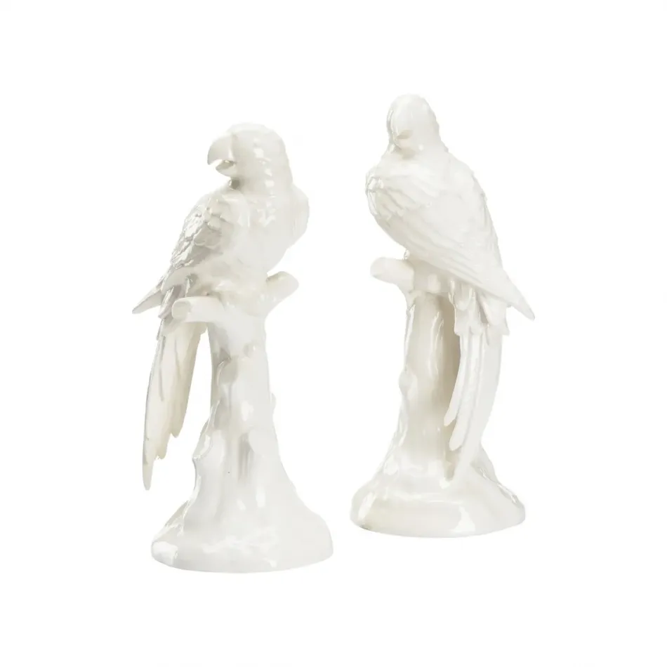 Large Parrots With Cherries Pair White