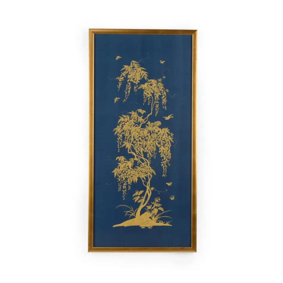 Gold Flowering Tree On Blue B