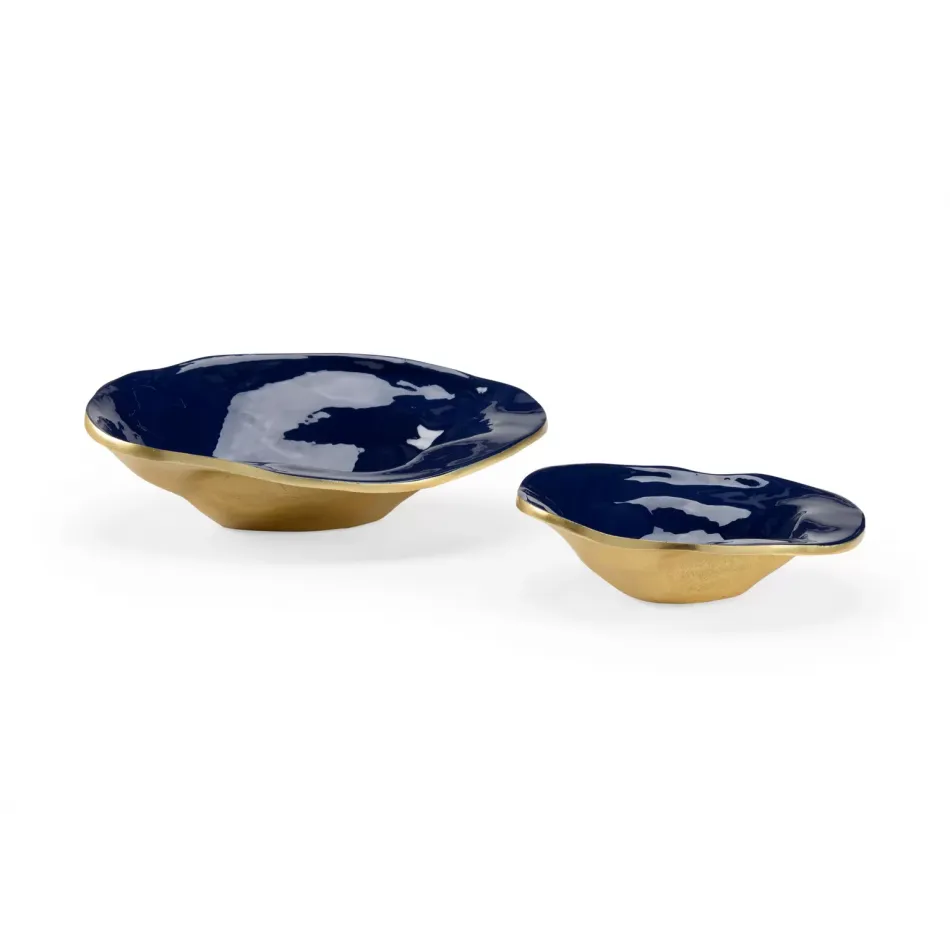 Waving Edge Blue Bowls, Set of 2