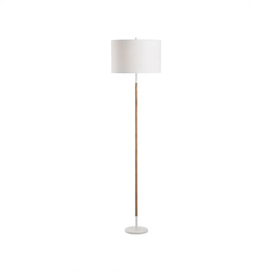 Amelia Matte White Rattan Floor Lamp