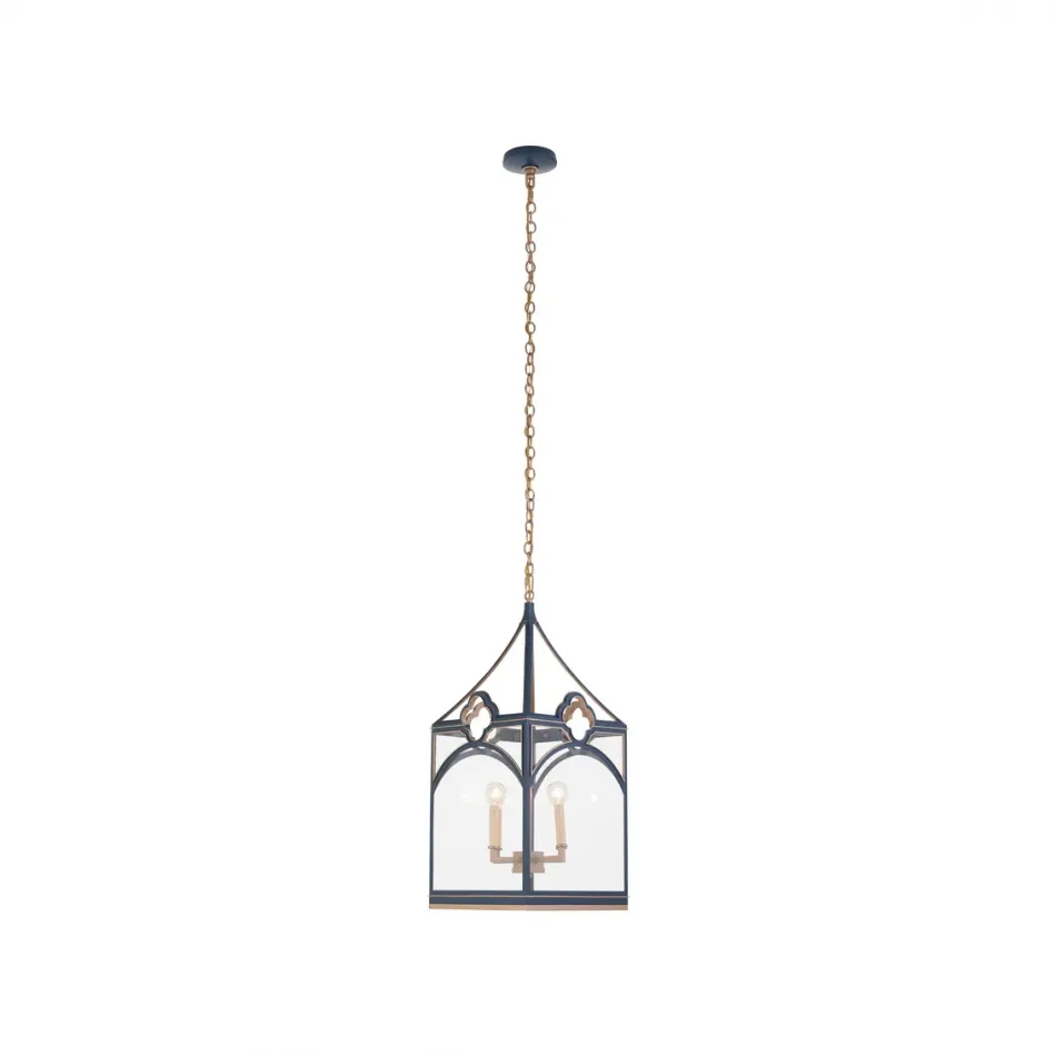 Quatrefoil Navy Lantern