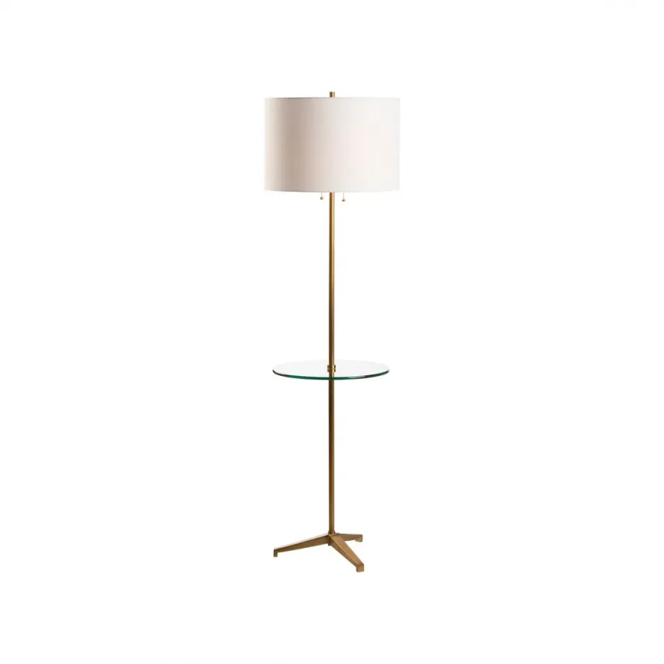 Blythwood Aged Brass Floor Lamp with Glass Table