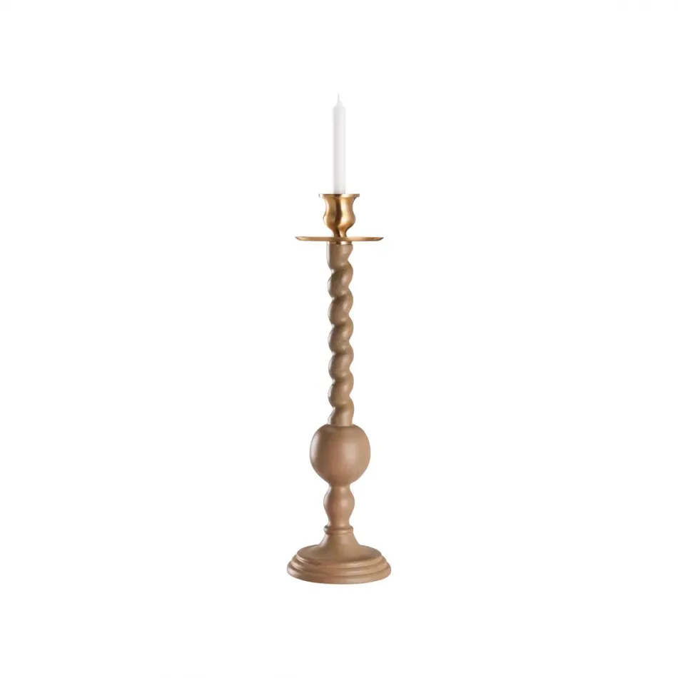 Solid Wood Barley Twist Candlestick - Manor Pine