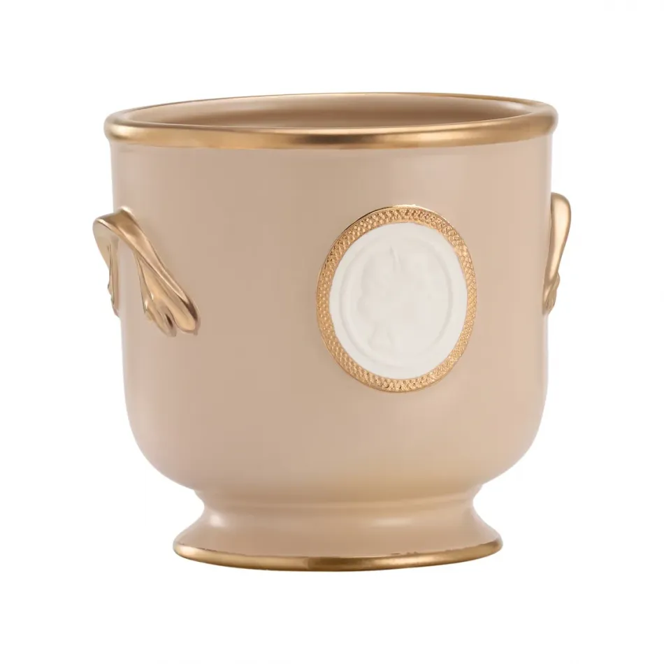 Intaglio Taupe Cachepot