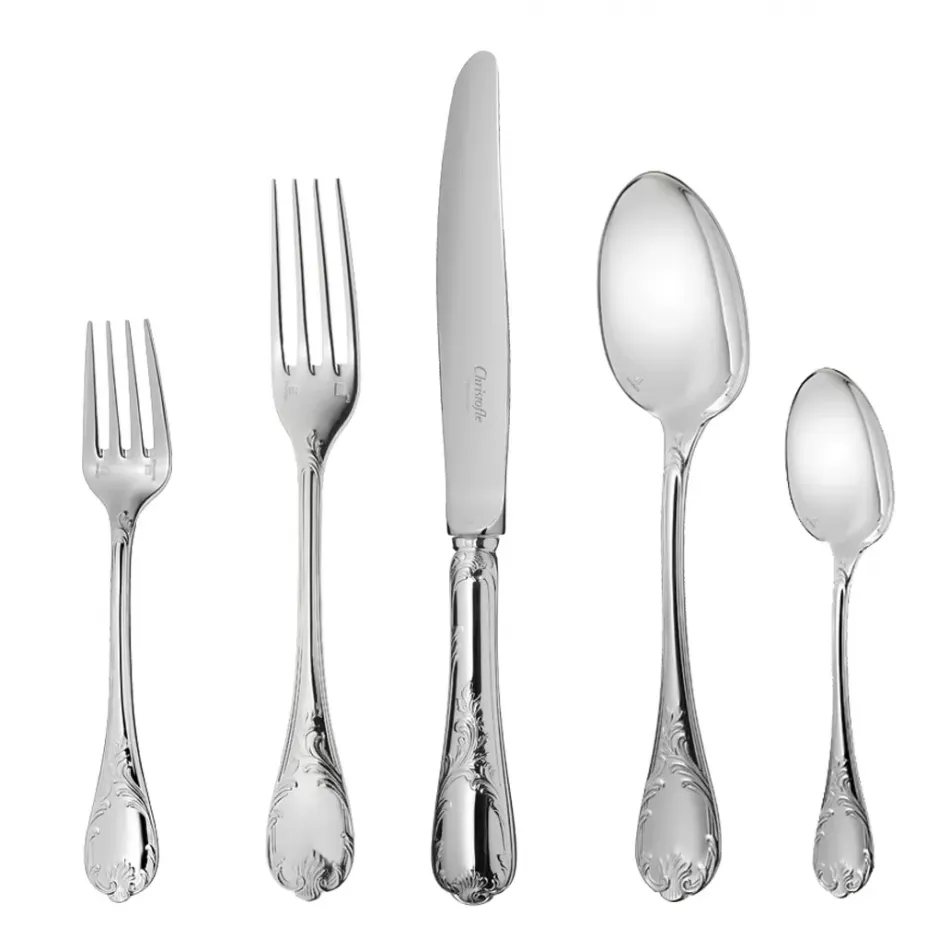 Marly Silverplated 5-Pc Setting (Dinner Fork, Dinner Knife, Place Soup Spoon, Salad Fork, Teaspoon)