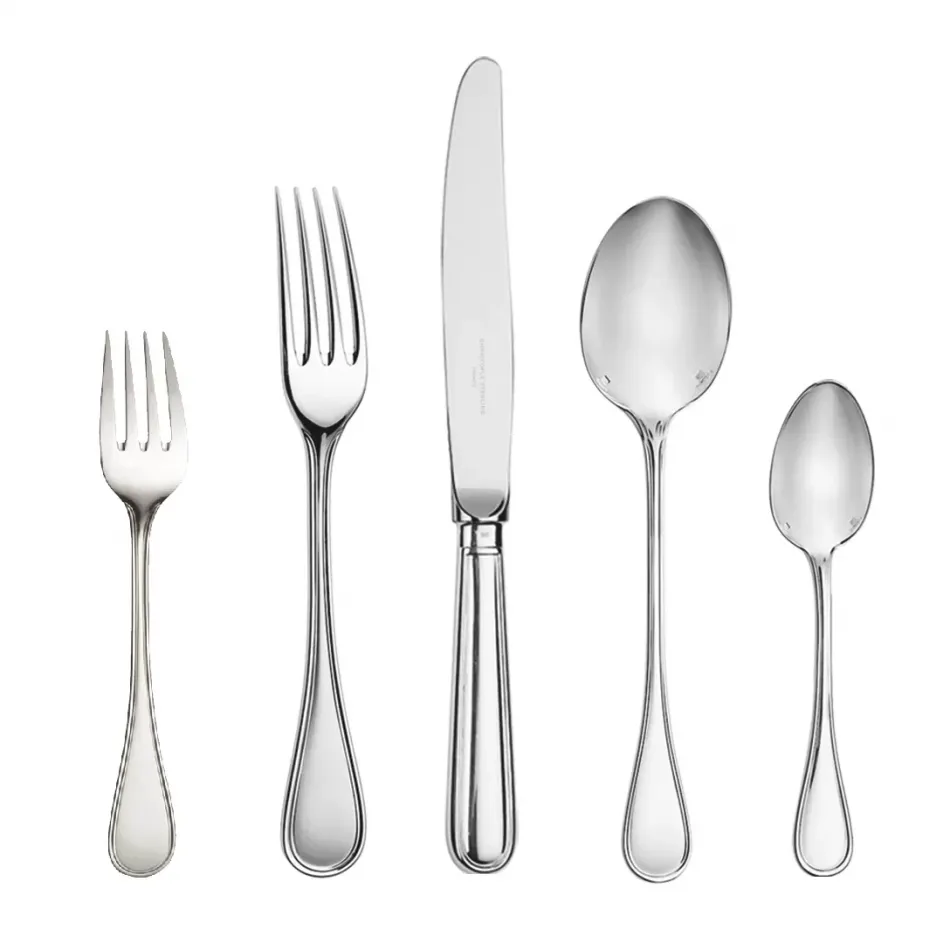 Albi Sterling Silver 5-Pc Setting (Dinner Fork, Dinner Knife, Place Soup Spoon, Salad Fork, Teaspoon)