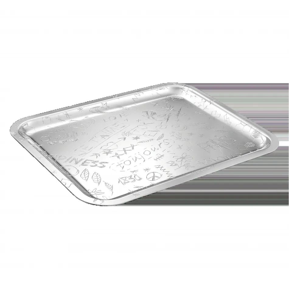 Graffiti Silverplated Tray 14"X11" (36X28 Cm)