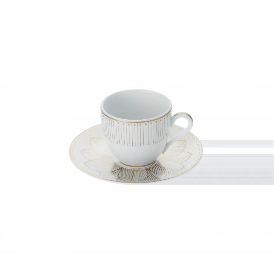 Malmaison Impériale Set Of 2 Coffee Cup And Saucers Gold Porcelain