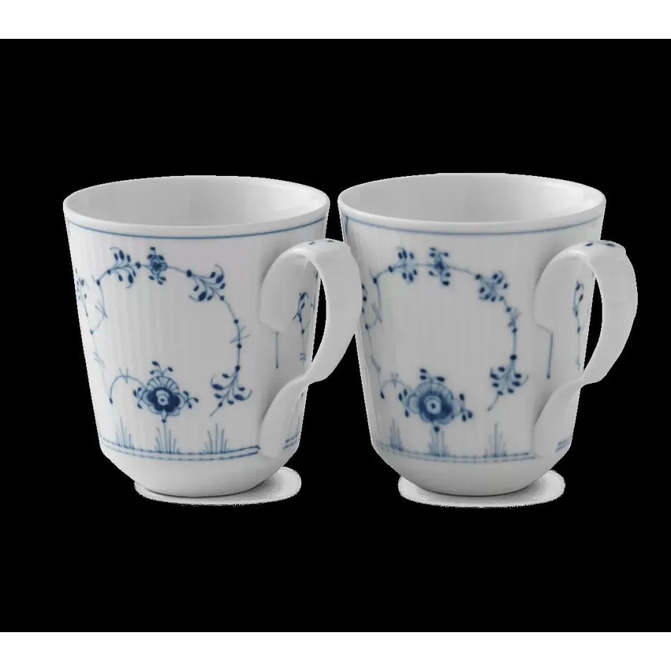 Blue Fluted Plain Mug, 12.5 oz. Set of 2