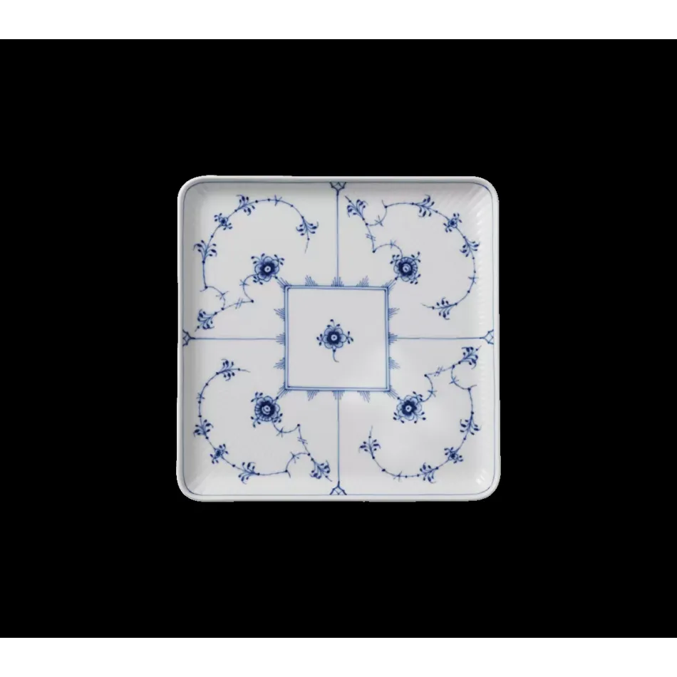 Blue Fluted Plain Plate Square 20 cm 7.87 in