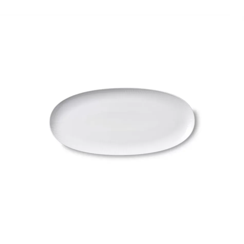 White Fluted Long Oval Dish 14.5"