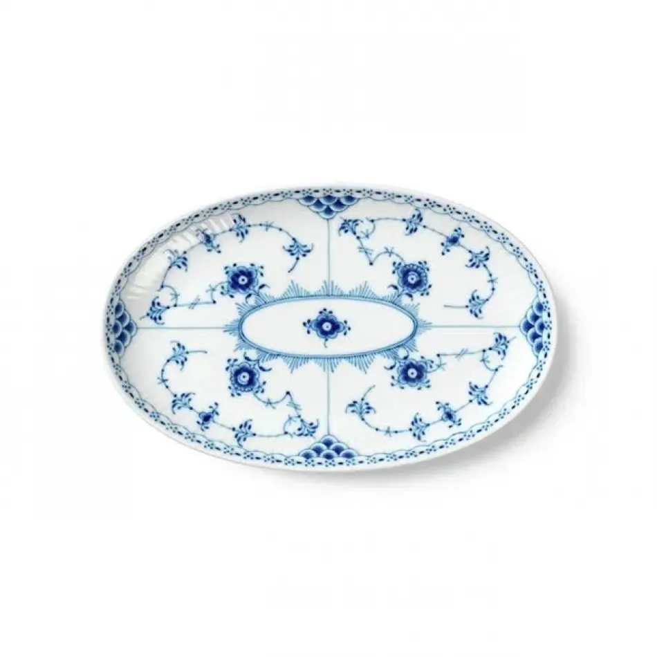 Blue Fluted Half Lace Assiette, 23.5 cm