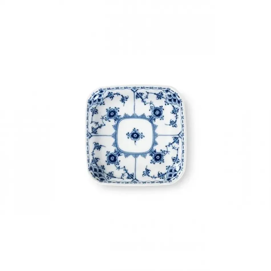 Blue Fluted Half Lace Square Plate, 10.5 cm