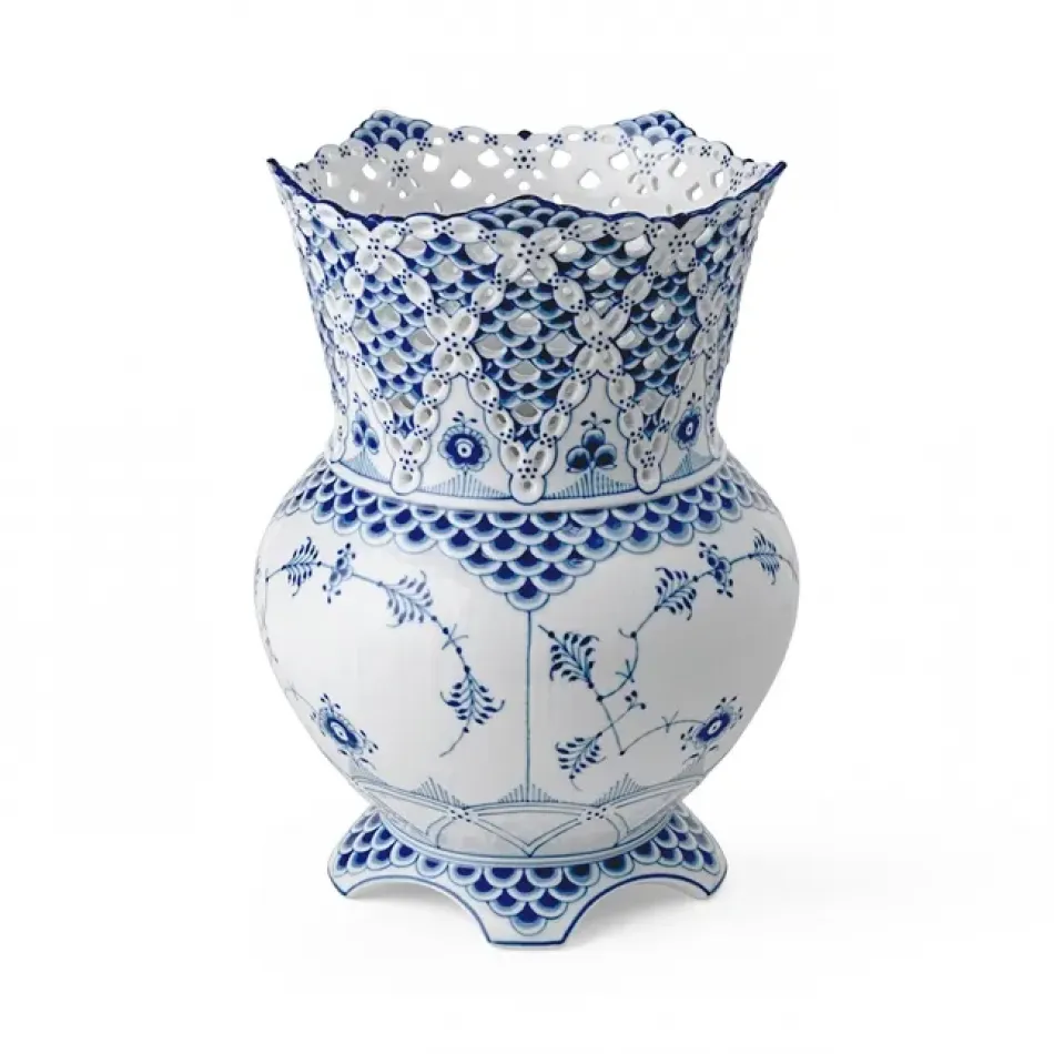 Blue Fluted Full Lace Vase 22 cm