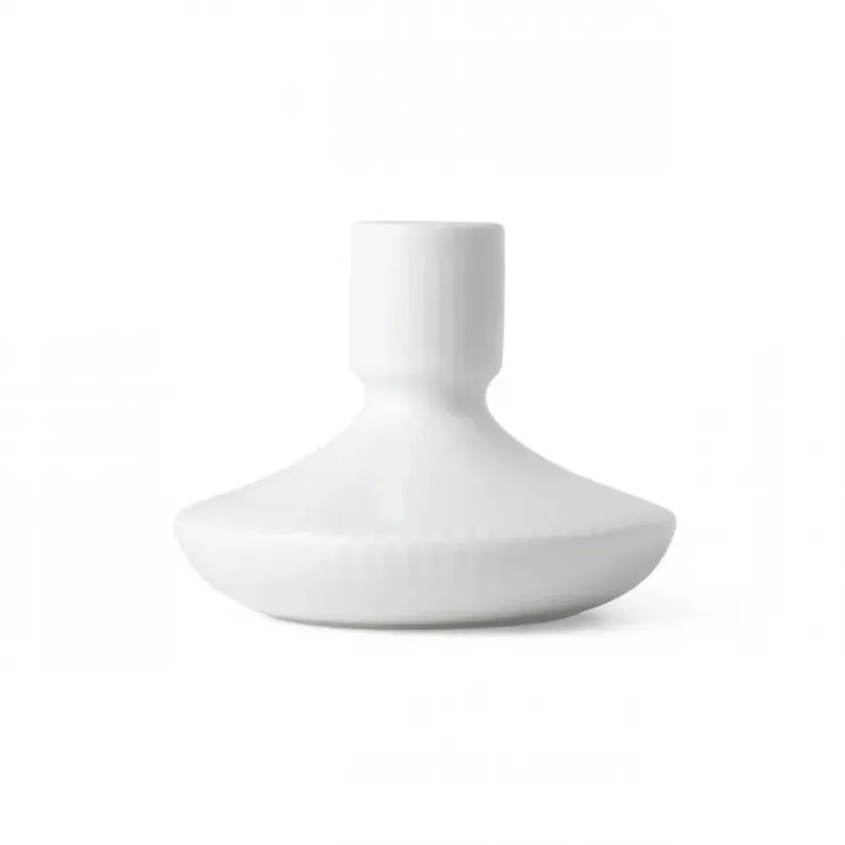 White Fluted Candlestick 8 cm/3 in