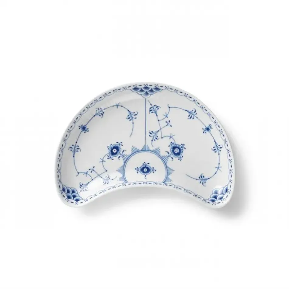 Blue Fluted Half Lace Half Moon Dish, 22 cm