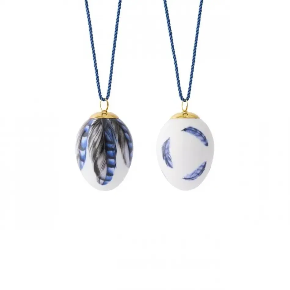 Spring Collection 2025 Egg, Eurasian Jay Feathers, 6 cm 2.36", 2 pcs