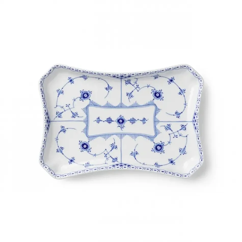 Blue Fluted Half Lace Dish, 24.5 cm