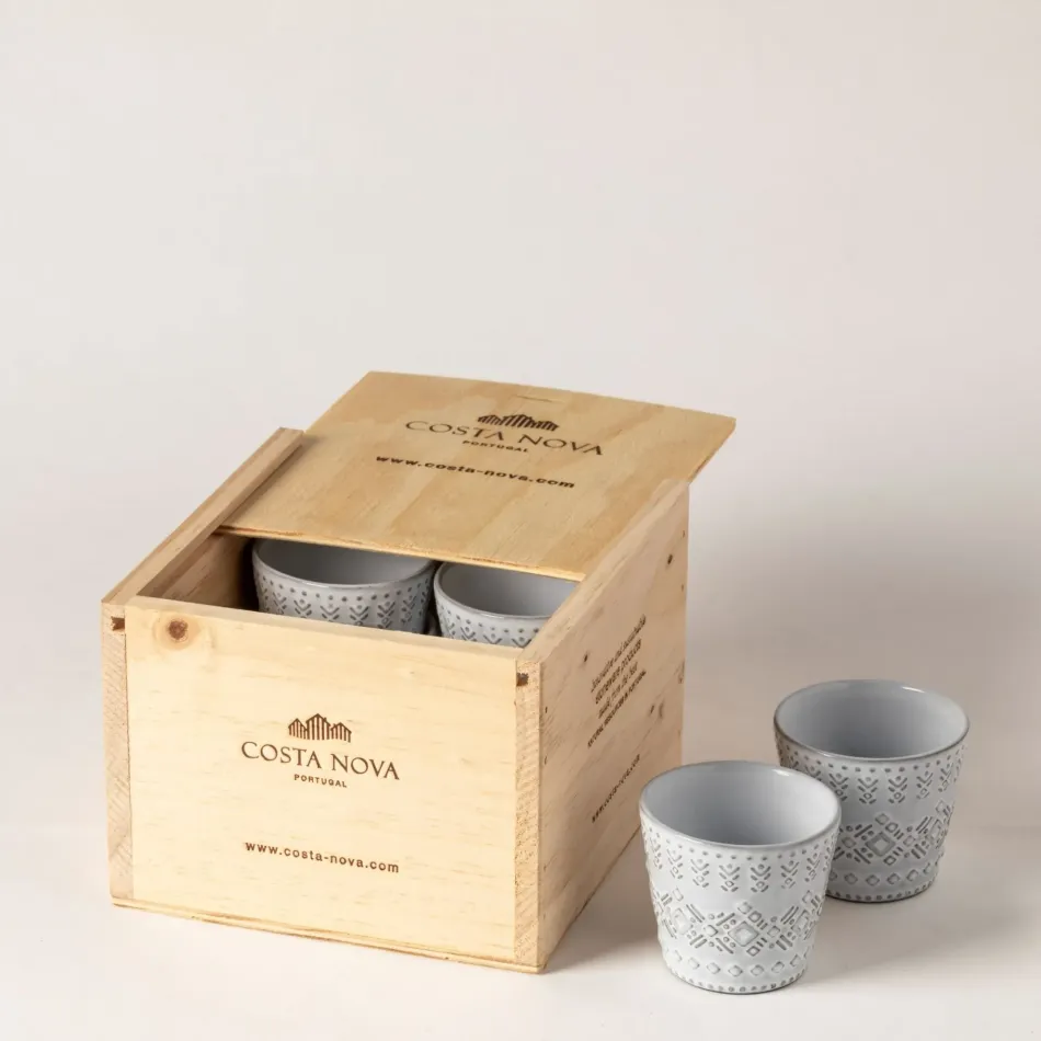 Grespresso Ecogres (World Of Coffee) White Colombia Gift Box 8 Espresso Cups Box: 6 5/8" x 6 1/8" H4 1/2"