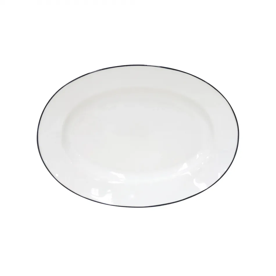 Beja White & Blue Oval Platter 11.75'' x 8.5'' H1.25''