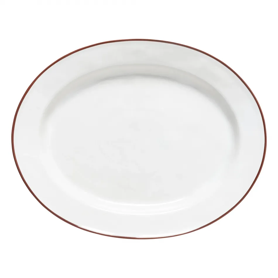 Beja White & Red Oval Platter 15.75'' x 12.5'' H1.75''