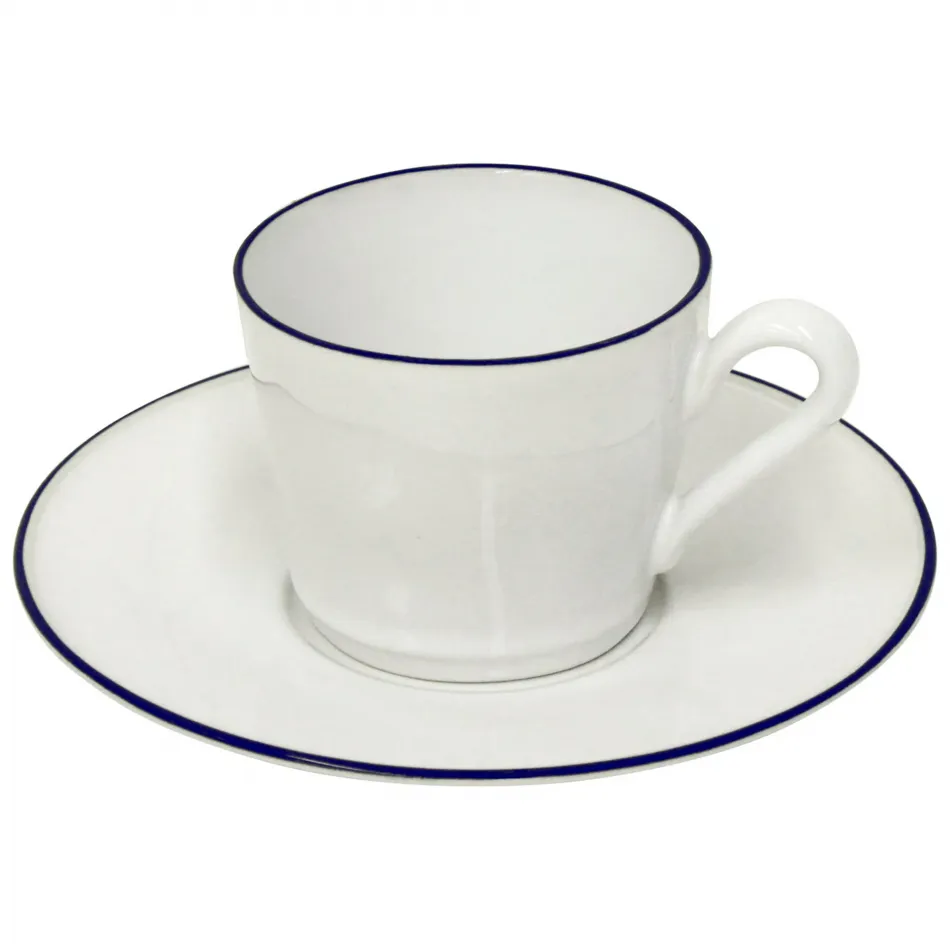 Beja White & Blue Tea Cup And Saucer 4.5'' x 3.5'' H2.75'' | 6 Oz. D6.5''