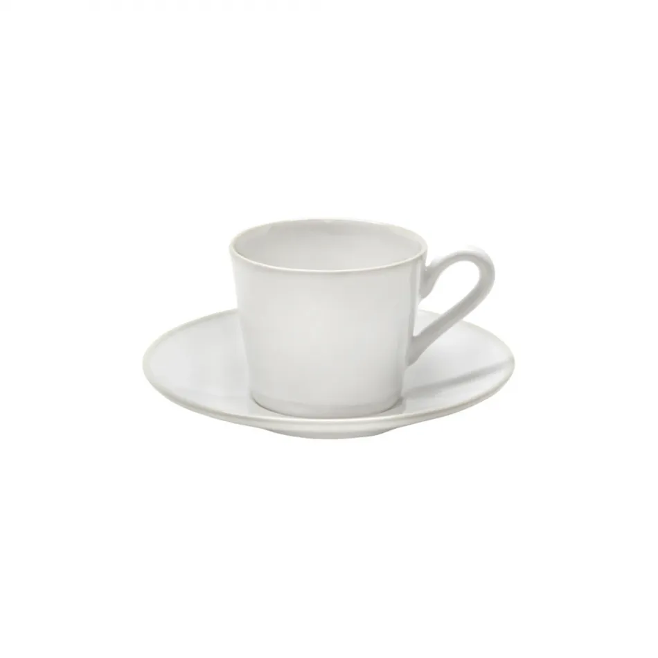 Beja White & Cream Tea Cup And Saucer 4.5'' x 3.5'' H2.75'' | 6 Oz. D6.5''