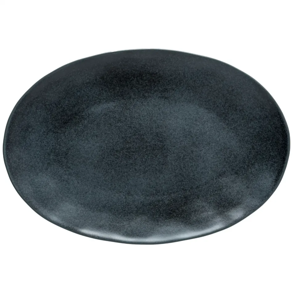 Livia Matte Black Oval Platter 17.5'' x 12'' H2''