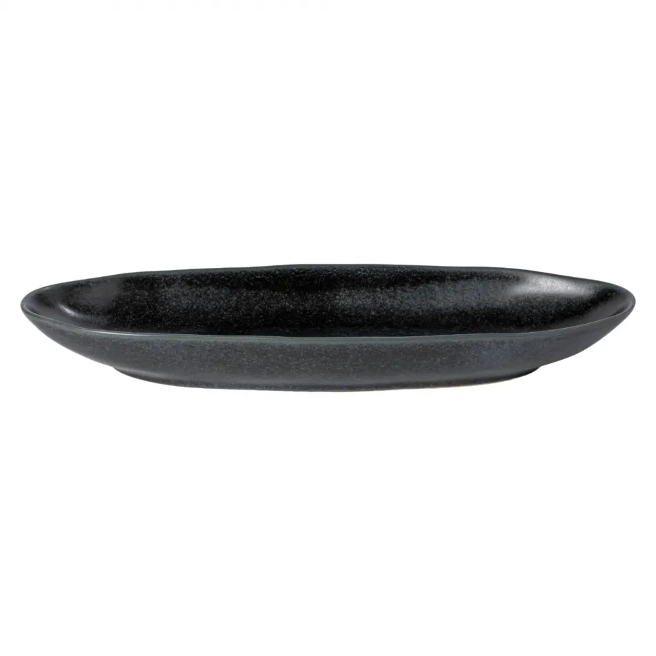 Livia Matte Black Oval Platter 13'' x 4.25'' H2''