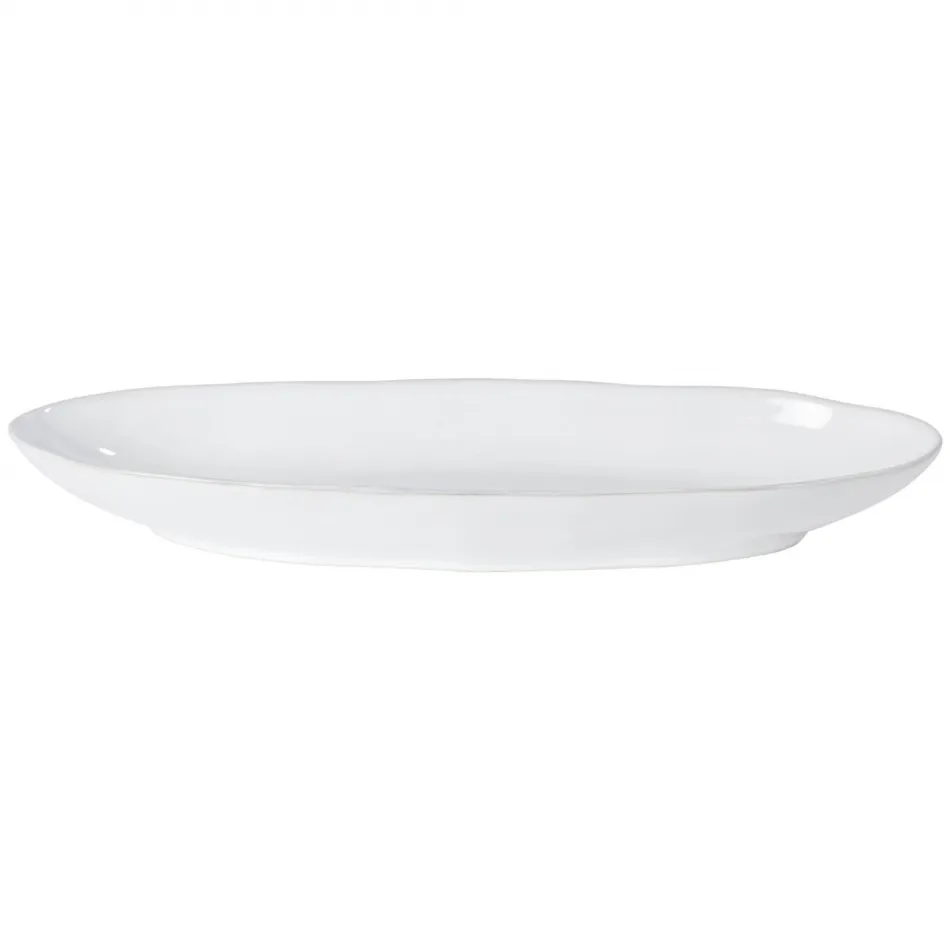 Livia White Oval Platter 16.25'' X 5.75'' H2''