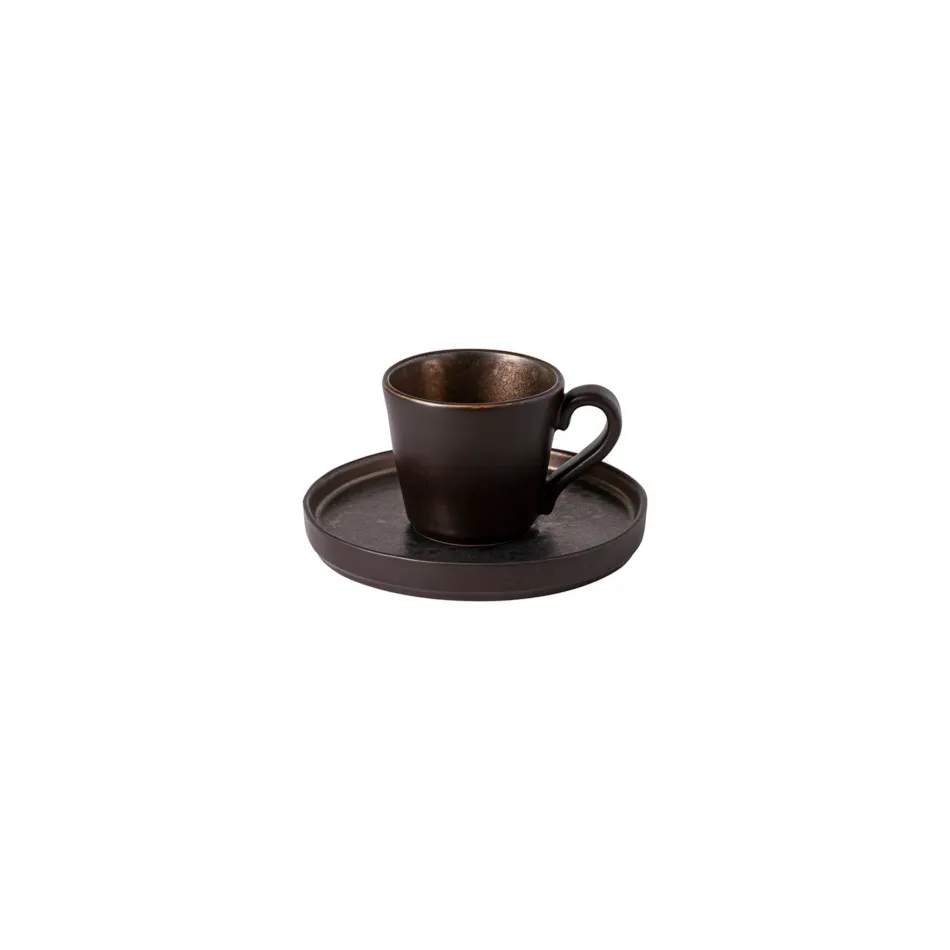 Lagoa Metal Coffee Cup And Saucer 3.25'' x 2.5'' H2.25'' | 3Oz. D5''