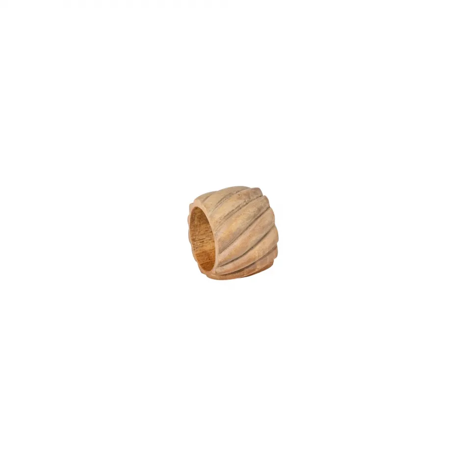 Napkin Ring Collection Natural Wood Set 4 Napkin Rings Round Spiral D2'' H1.5''