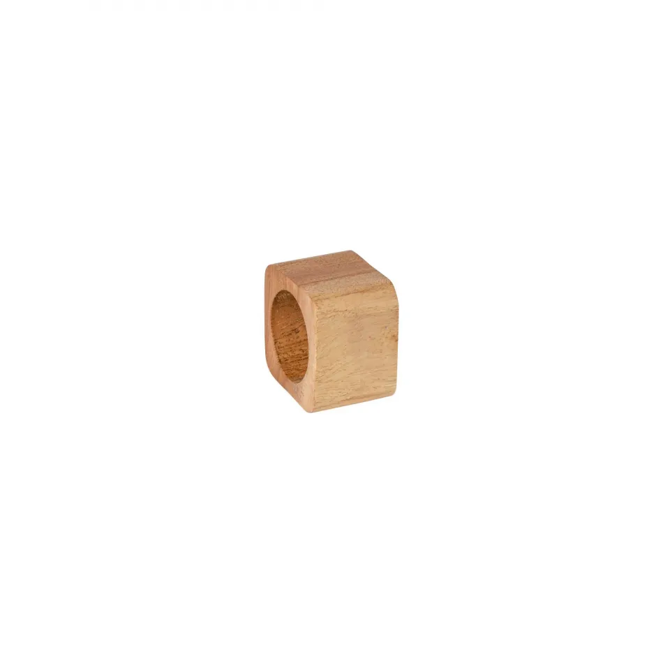 Napkin Ring Collection Natural Wood Set 4 Napkin Rings Square D2'' H1.5''