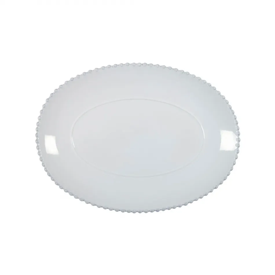 Pearl White Oval Platter 16'' x 11.75'' H1.75''