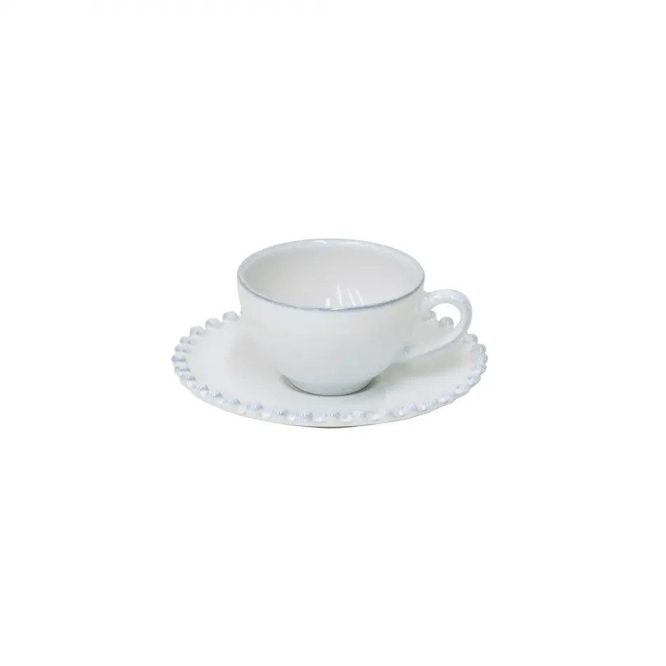 Pearl White Coffee Cup And Saucer 3.75'' x 3'' H2'' | 3 Oz. D5''
