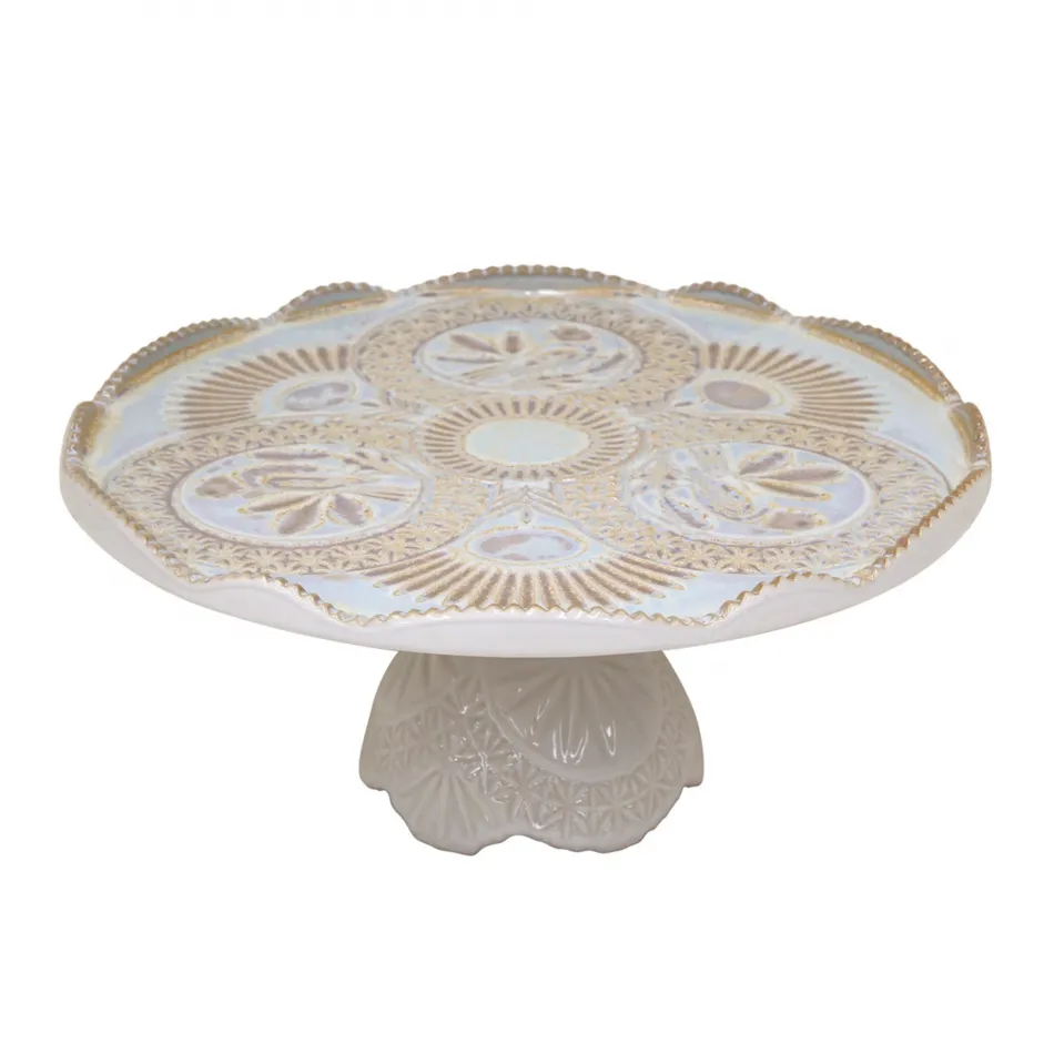 Cristal Nacar Footed Plate D12.25'' H5.5''