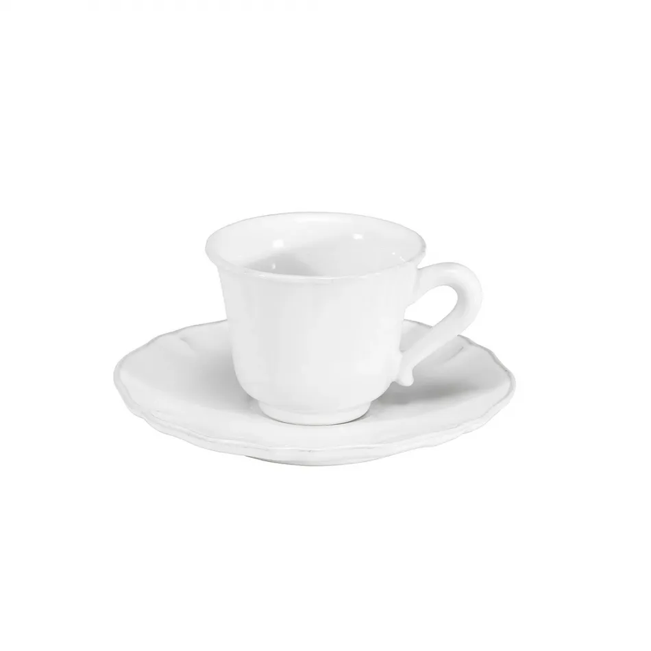 Alentejo White Coffee Cup And Saucer 3.75'' x 3'' H2.25'' | 3 Oz. D5.75''