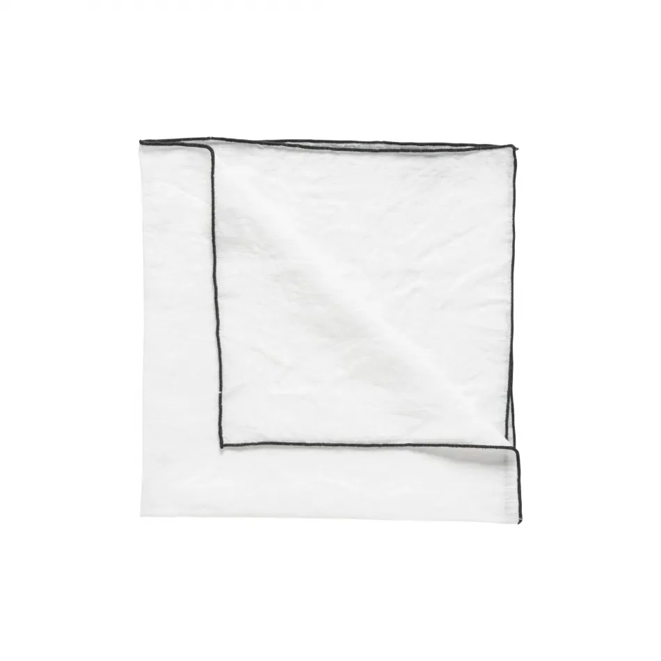 Bella Black Napkin 100% Li Overlock 19.75'' x 19.75''