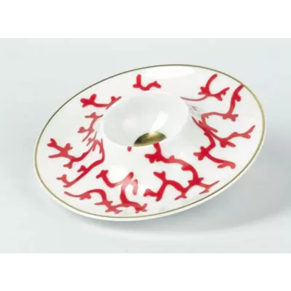 Cristobal Red Egg Cup On Tray Round 4.5 in.