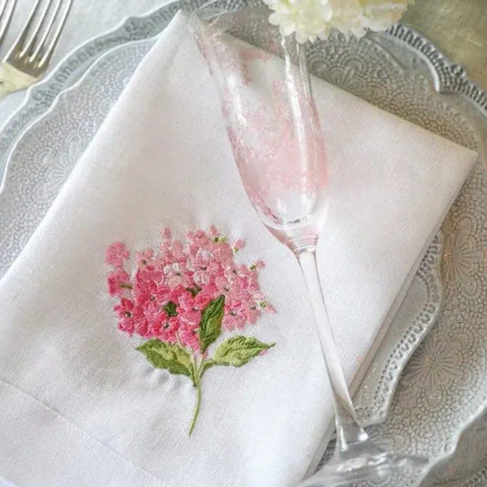 Hydrangea White (Pink) Tri-Fold Napkin