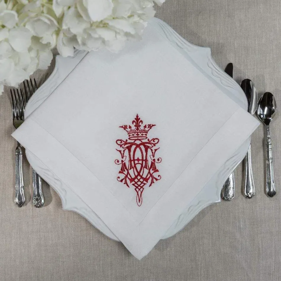 Royal, White (Red) 22" Square Napkin