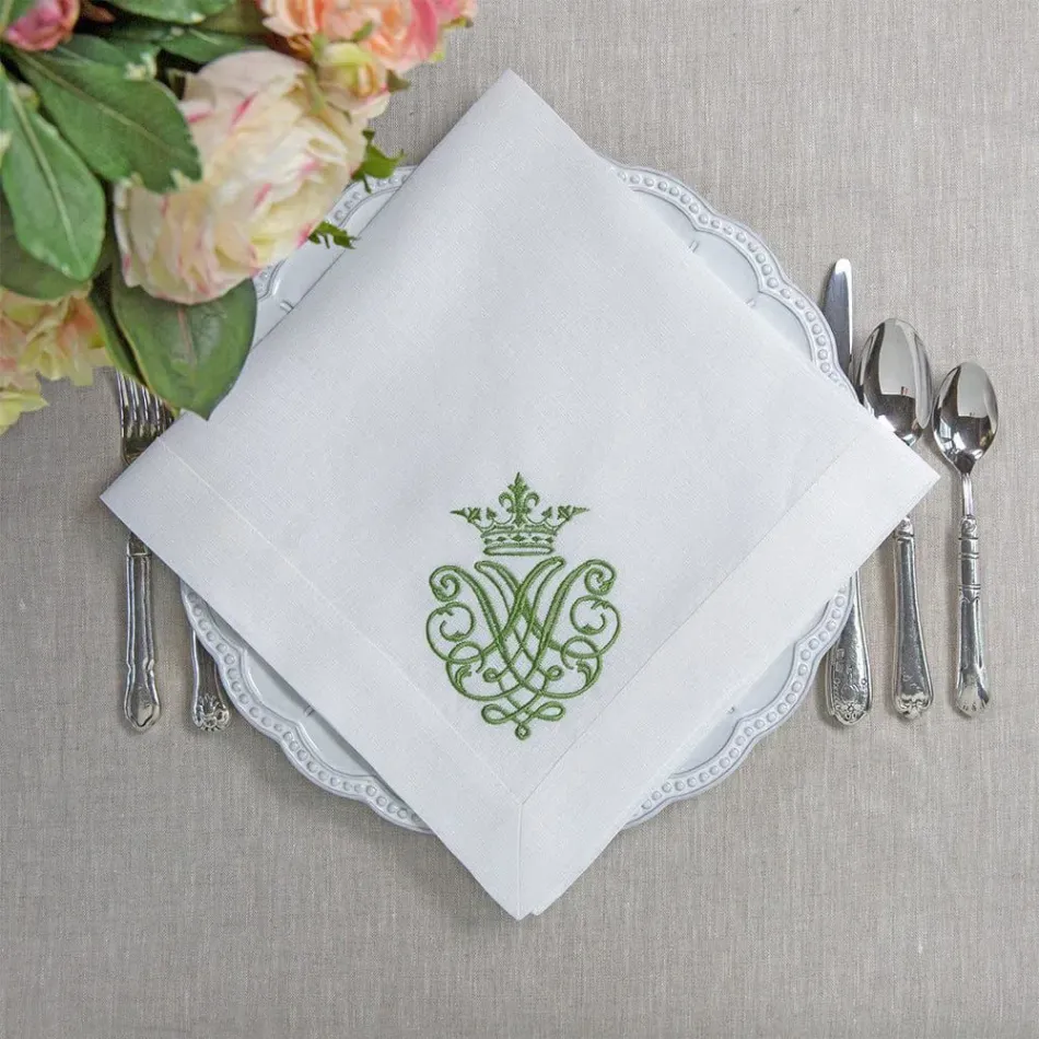 Crest, White (Green) 22" Square Napkin