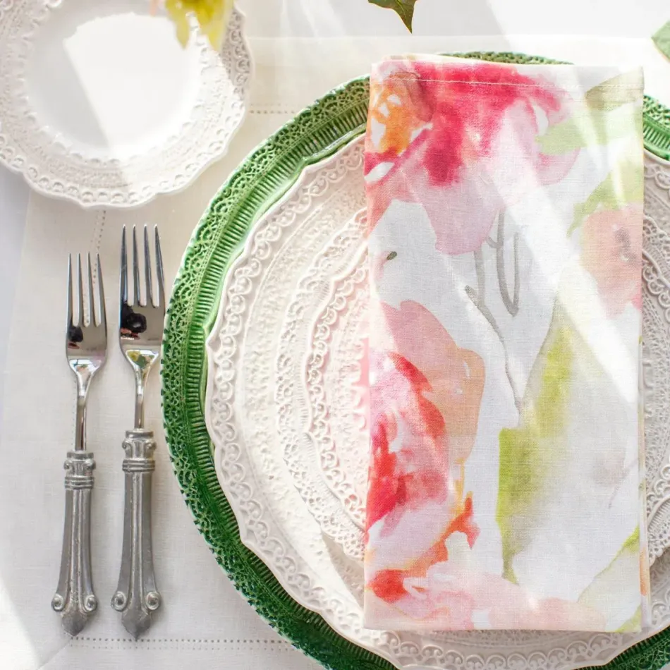 Watercolor Floral, Italian Linen 22" Square Napkin