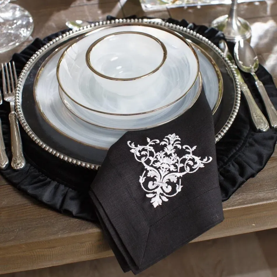 Victorian, Black (White) 22" Square Napkin