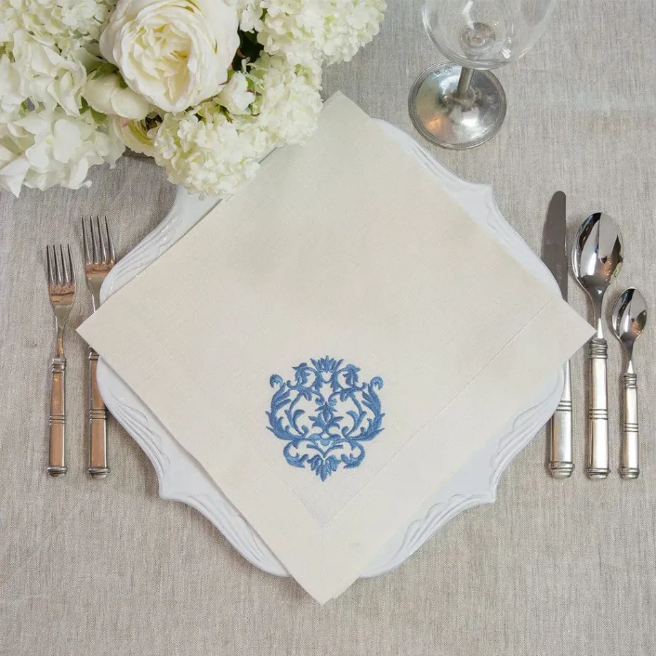 Damask, Cream (French Blue) 22" Square Napkin